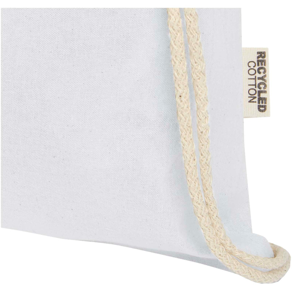 Borsa con cordoncino in cotone riciclato certificato GRS da 140 g/m² Oregon personalizzato con logo - Pubblienne