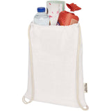 Borsa con cordoncino in cotone riciclato certificato GRS da 140 g/m² Oregon personalizzato con logo - Pubblienne