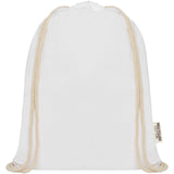 Borsa con cordoncino in cotone riciclato certificato GRS da 140 g/m² Oregon personalizzato con logo - Pubblienne