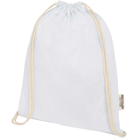 Borsa con cordoncino in cotone riciclato certificato GRS da 140 g/m² Oregon personalizzato con logo - Pubblienne