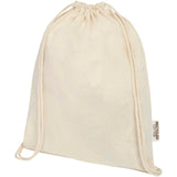 Borsa con cordoncino in cotone riciclato certificato GRS da 140 g/m² Oregon personalizzato con logo - Pubblienne