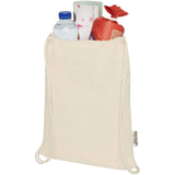 Borsa con cordoncino in cotone riciclato certificato GRS da 140 g/m² Oregon personalizzato con logo - Pubblienne