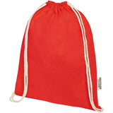 Borsa con cordoncino in cotone riciclato certificato GRS da 140 g/m² Oregon personalizzato con logo - Pubblienne