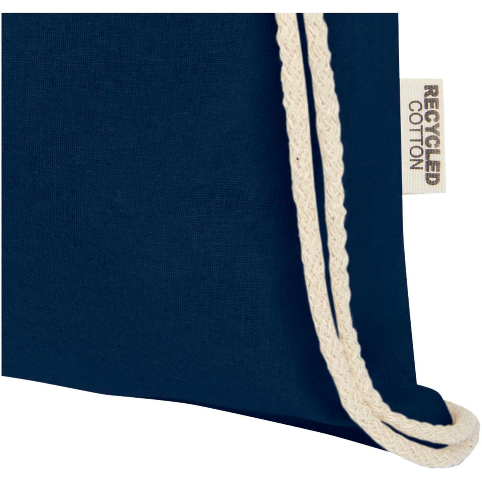 Borsa con cordoncino in cotone riciclato certificato GRS da 140 g/m² Oregon personalizzato con logo - Pubblienne