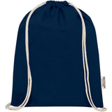 Borsa con cordoncino in cotone riciclato certificato GRS da 140 g/m² Oregon personalizzato con logo - Pubblienne