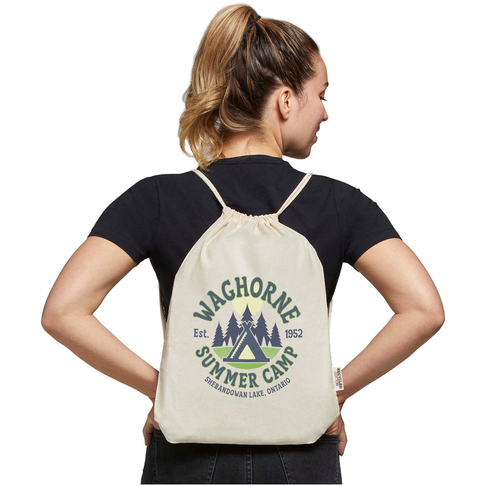 Borsa con cordoncino in cotone riciclato certificato GRS da 140 g/m² Oregon personalizzato con logo - Pubblienne
