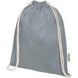 Borsa con cordoncino in cotone riciclato certificato GRS da 140 g/m² Oregon personalizzato con logo - Pubblienne