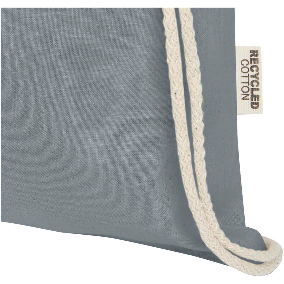 Borsa con cordoncino in cotone riciclato certificato GRS da 140 g/m² Oregon personalizzato con logo - Pubblienne