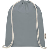 Borsa con cordoncino in cotone riciclato certificato GRS da 140 g/m² Oregon personalizzato con logo - Pubblienne