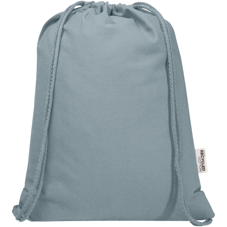 Borsa con cordoncino  in materiale riciclato GRS da 140 g/m² Oregon Blend - 5L personalizzato con logo - Pubblienne