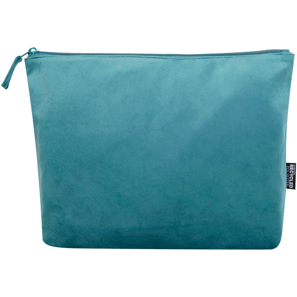 Set di beauty case in velluto riciclato certificato GRS Swift personalizzato con logo - Pubblienne