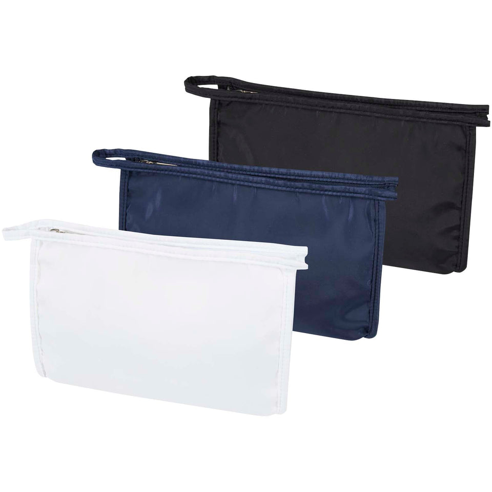Pochette per articoli da toilette in PET riciclato certificato GRS Muse personalizzato con logo - Pubblienne