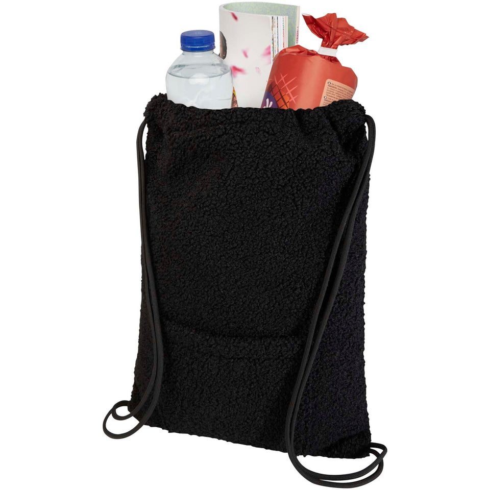 Zaino con cordoncino in sherpa riciclato certificato GRS da 9 litri Bear personalizzato con logo - Pubblienne