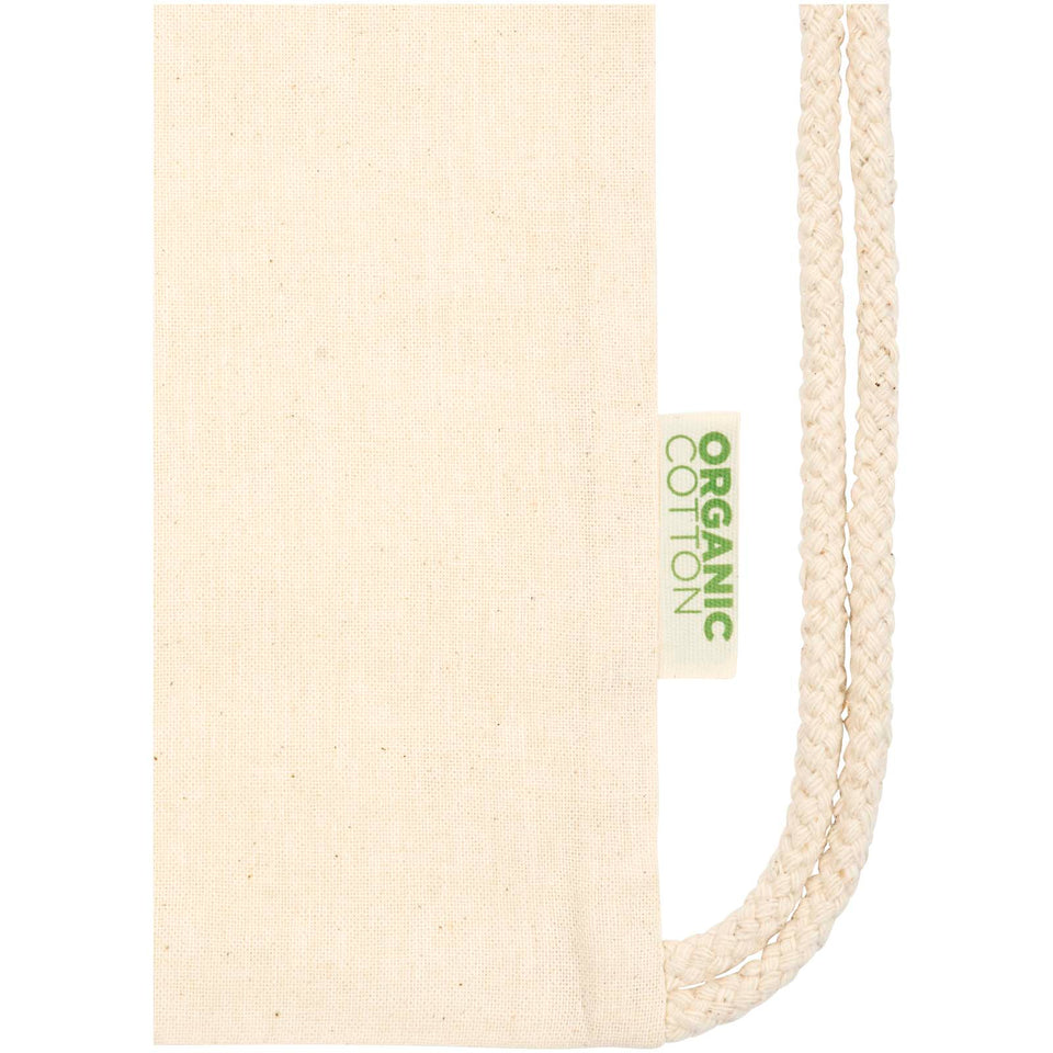 Borsa con cordoncino in tessuto biologico certificato OCS da 100 g/m² Odisha - 5L personalizzato con logo - Pubblienne