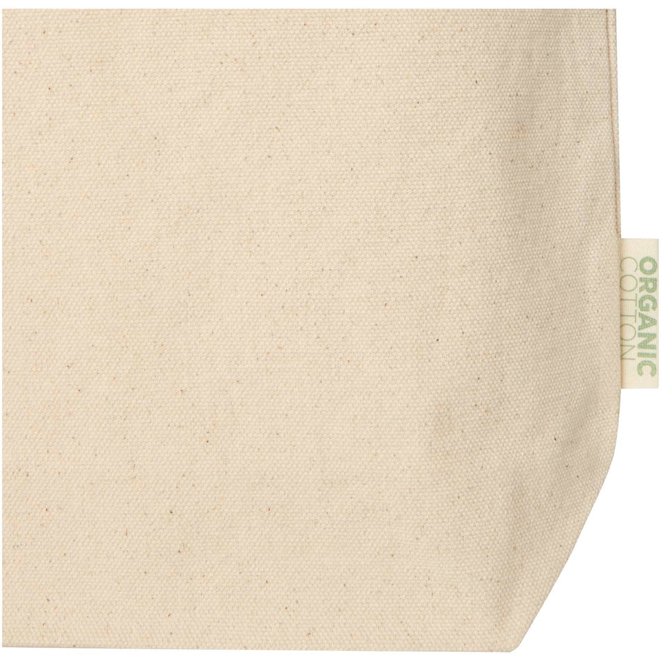 Tote bag da 11 litri con base ampia in tessuto biologico certificato OCS da 180 g/m² Odisha personalizzato con logo - Pubblienne