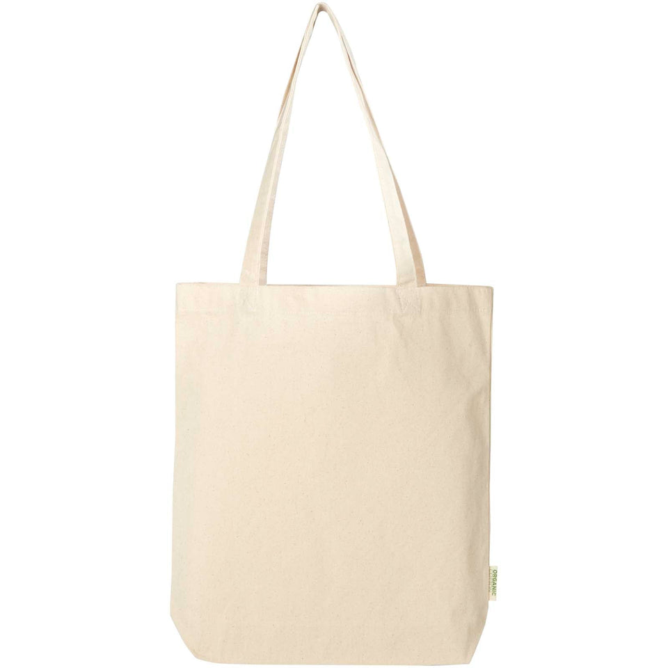 Tote bag da 11 litri con base ampia in tessuto biologico certificato OCS da 180 g/m² Odisha personalizzato con logo - Pubblienne