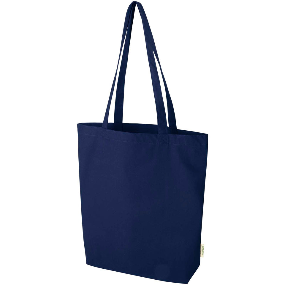 Tote bag da 11 litri con base ampia in tessuto biologico certificato OCS da 180 g/m² Odisha personalizzato con logo - Pubblienne