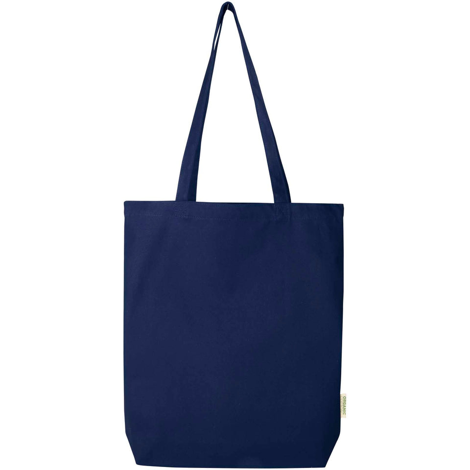 Tote bag da 11 litri con base ampia in tessuto biologico certificato OCS da 180 g/m² Odisha personalizzato con logo - Pubblienne