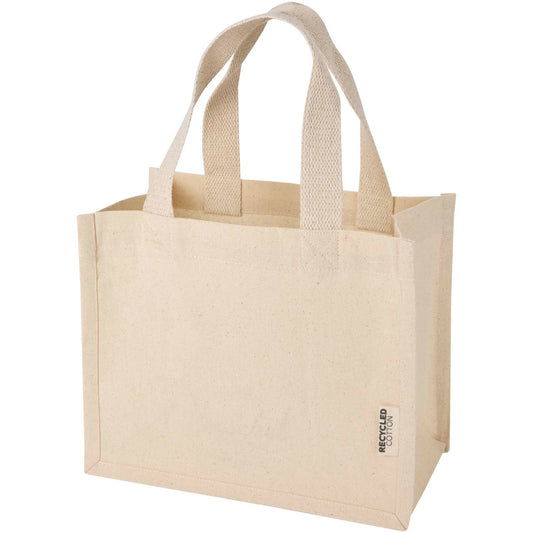 Tote bag mini a soffietto in cotone riciclato certificato GRS da 220 g/m² Odessa - 9L personalizzato con logo - Pubblienne