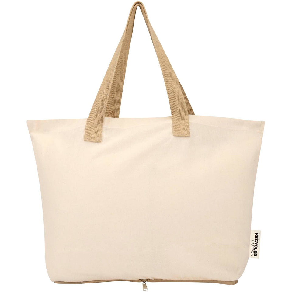Tote bag pieghevole in cotone riciclato certificato GRS da 140 g/m² Sierra - 7L personalizzato con logo - Pubblienne