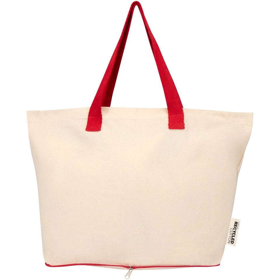Tote bag pieghevole in cotone riciclato certificato GRS da 140 g/m² Sierra - 7L personalizzato con logo - Pubblienne