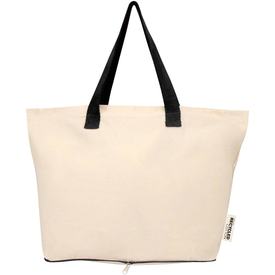 Tote bag pieghevole in cotone riciclato certificato GRS da 140 g/m² Sierra - 7L personalizzato con logo - Pubblienne