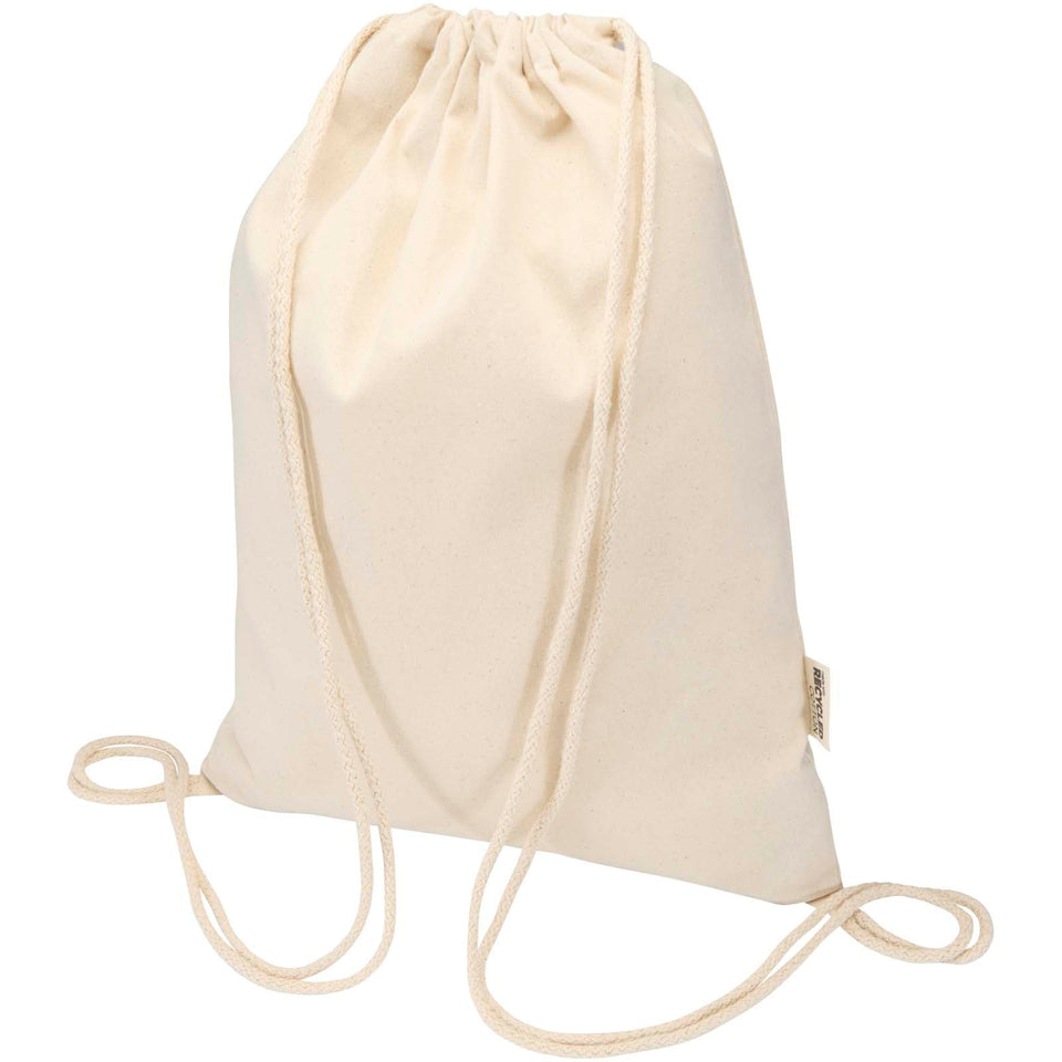 Borsa con cordoncino in materiale riciclato GRS da 180 g/m² Peru Blend - 5L personalizzato con logo - Pubblienne