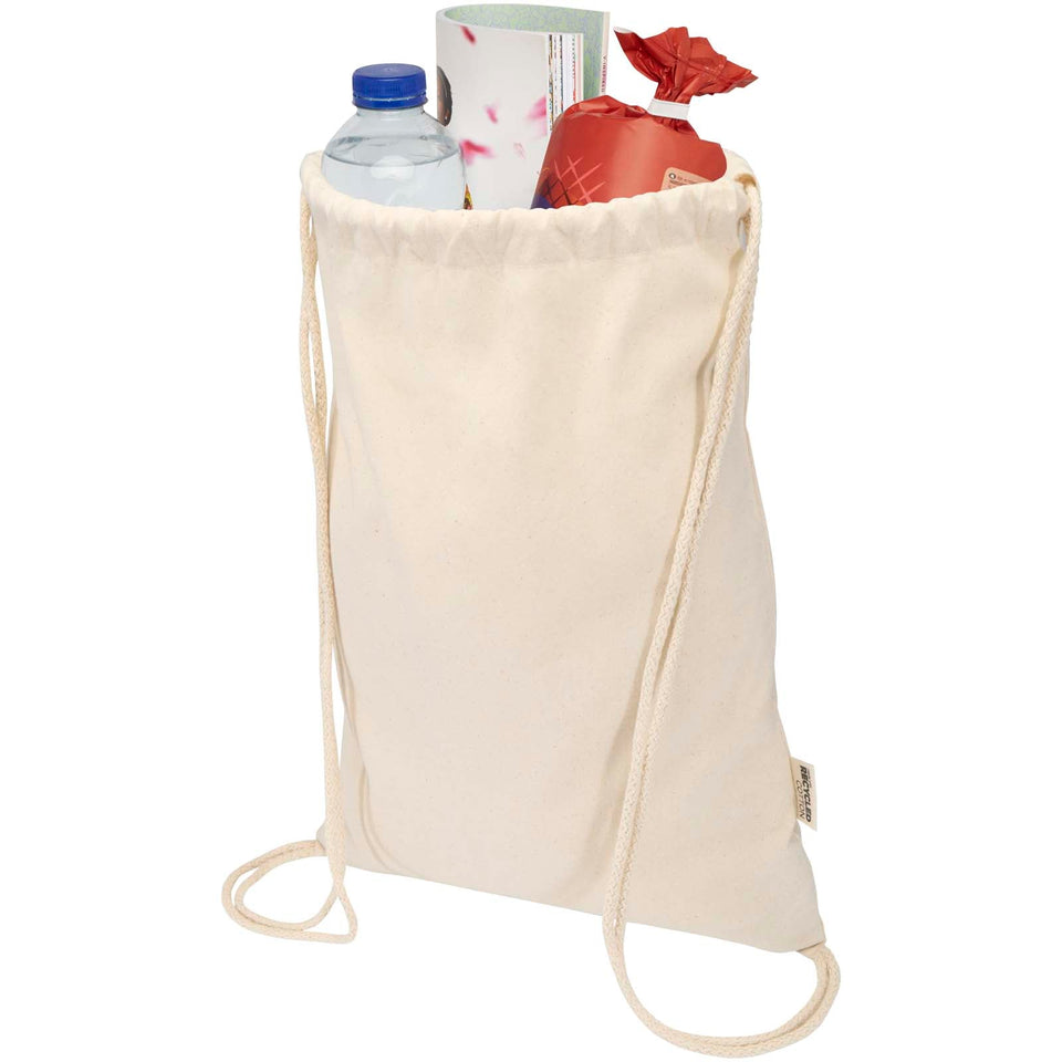 Borsa con cordoncino in materiale riciclato GRS da 180 g/m² Peru Blend - 5L personalizzato con logo - Pubblienne