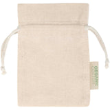 Sacchetto per confezione regalo in tessuto biologico da 140 g/m² certificato OCS, 15 x 10 cm Odisha personalizzato con logo - Pubblienne