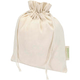 Sacchetto per confezione regalo in tessuto biologico da 140 g/m² certificato OCS, 30 x 25 cm Odisha personalizzato con logo - Pubblienne