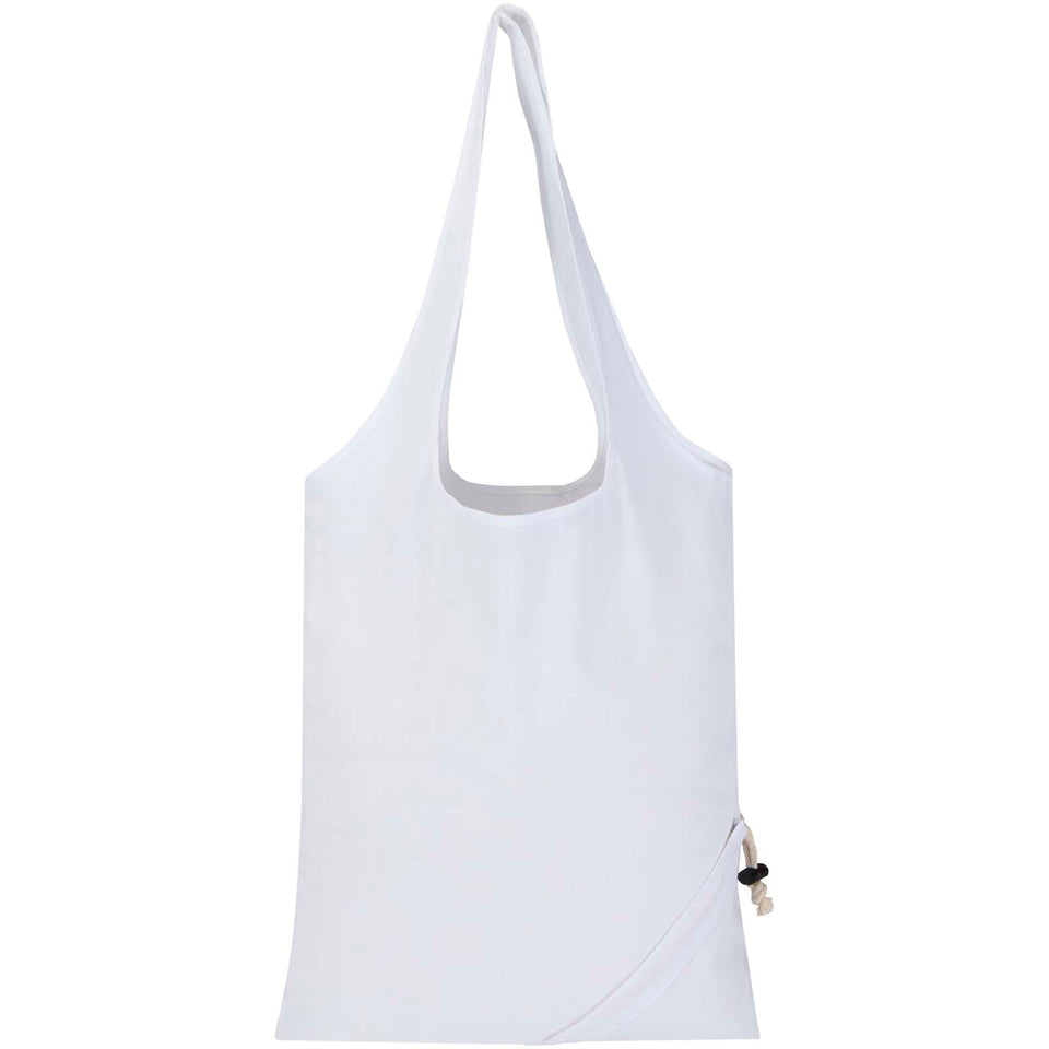 Borsa tote pieghevole in misto cotone riciclato certificato GRS da 140 g/m² Madras Blend- 7L personalizzato con logo - Pubblienne