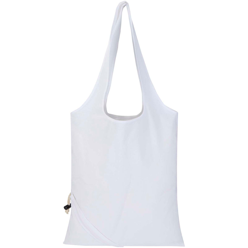 Borsa tote pieghevole in misto cotone riciclato certificato GRS da 140 g/m² Madras Blend- 7L personalizzato con logo - Pubblienne
