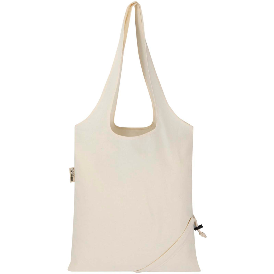 Borsa tote pieghevole in misto cotone riciclato certificato GRS da 140 g/m² Madras Blend- 7L personalizzato con logo - Pubblienne