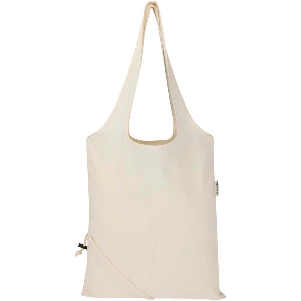 Borsa tote pieghevole in misto cotone riciclato certificato GRS da 140 g/m² Madras Blend- 7L personalizzato con logo - Pubblienne