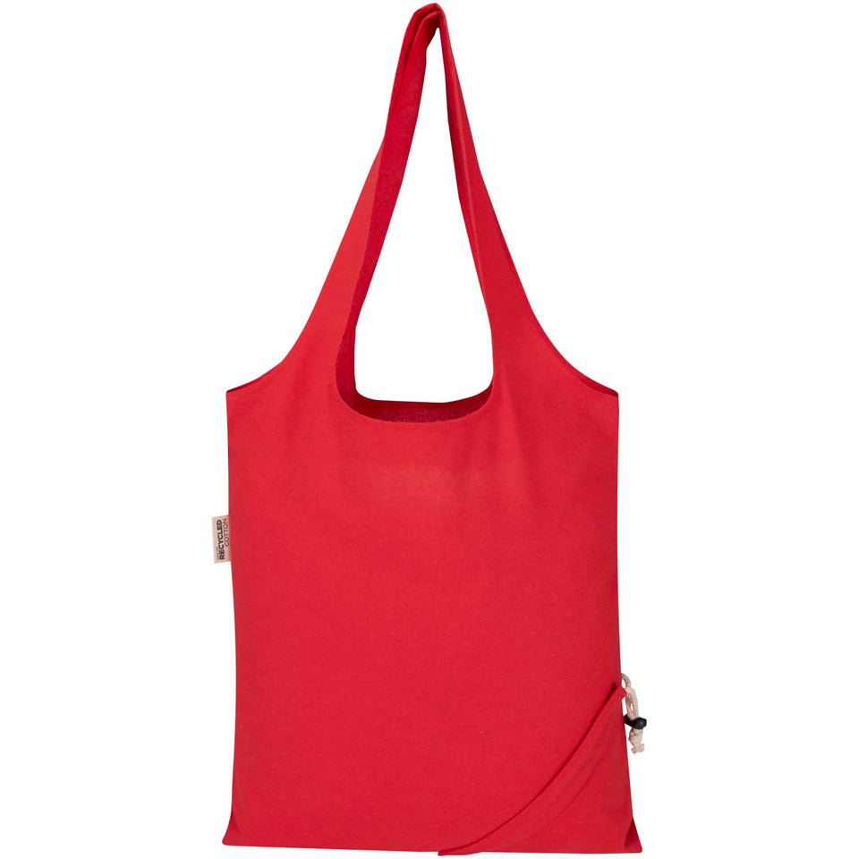 Borsa tote pieghevole in misto cotone riciclato certificato GRS da 140 g/m² Madras Blend- 7L personalizzato con logo - Pubblienne