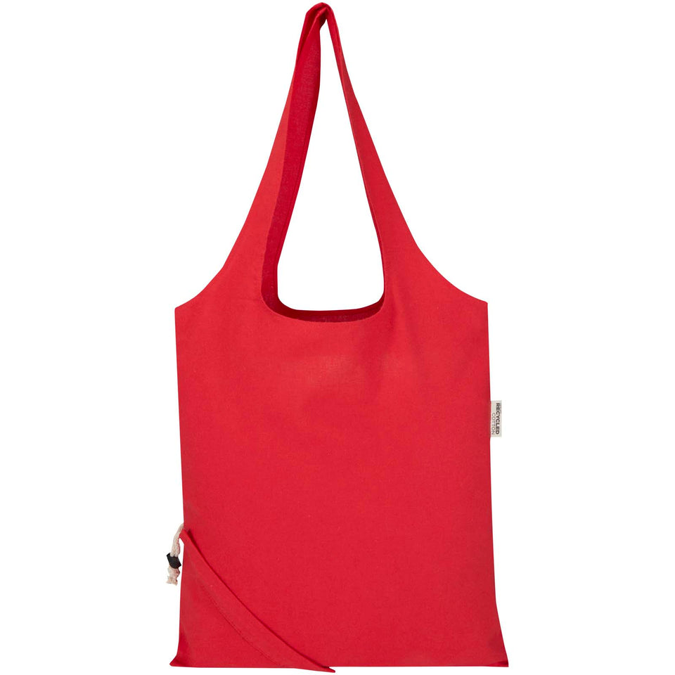 Borsa tote pieghevole in misto cotone riciclato certificato GRS da 140 g/m² Madras Blend- 7L personalizzato con logo - Pubblienne