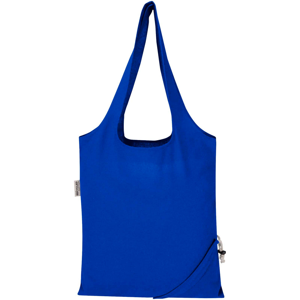 Borsa tote pieghevole in misto cotone riciclato certificato GRS da 140 g/m² Madras Blend- 7L personalizzato con logo - Pubblienne
