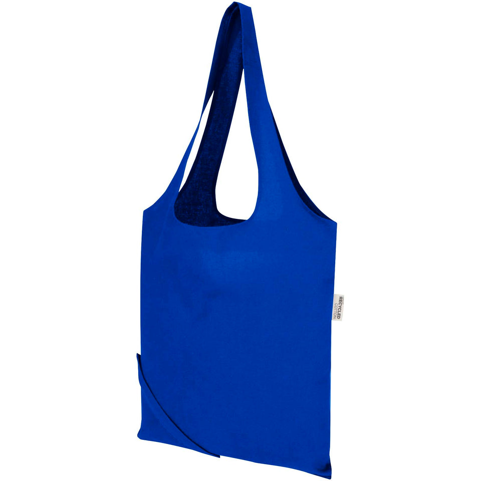 Borsa tote pieghevole in misto cotone riciclato certificato GRS da 140 g/m² Madras Blend- 7L personalizzato con logo - Pubblienne