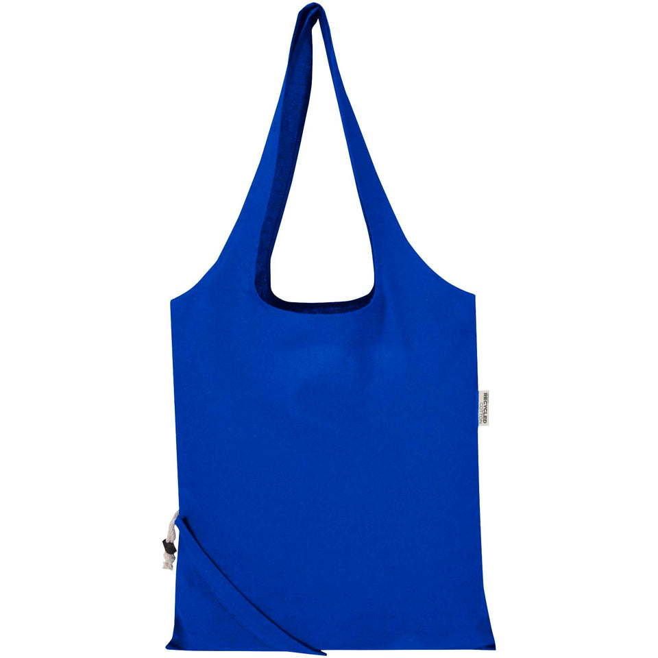 Borsa tote pieghevole in misto cotone riciclato certificato GRS da 140 g/m² Madras Blend- 7L personalizzato con logo - Pubblienne