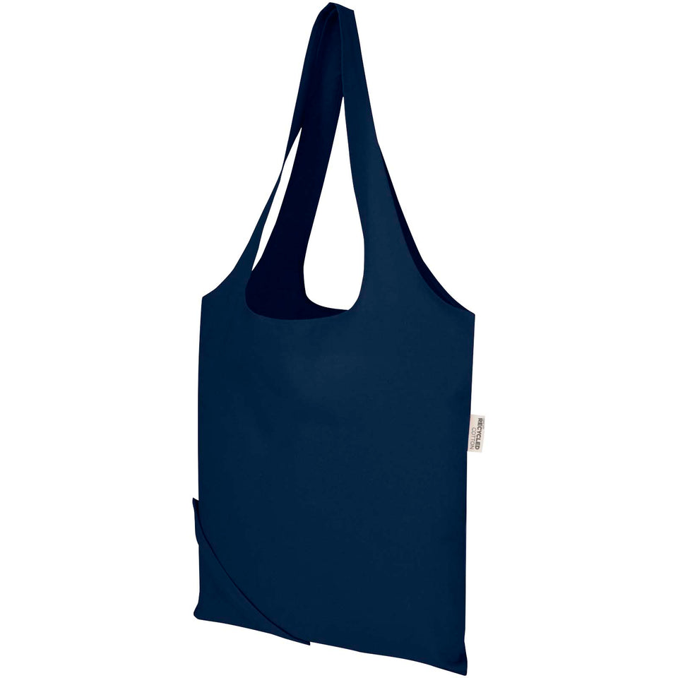 Borsa tote pieghevole in misto cotone riciclato certificato GRS da 140 g/m² Madras Blend- 7L personalizzato con logo - Pubblienne