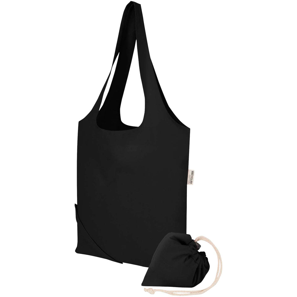 Borsa tote pieghevole in misto cotone riciclato certificato GRS da 140 g/m² Madras Blend- 7L personalizzato con logo - Pubblienne