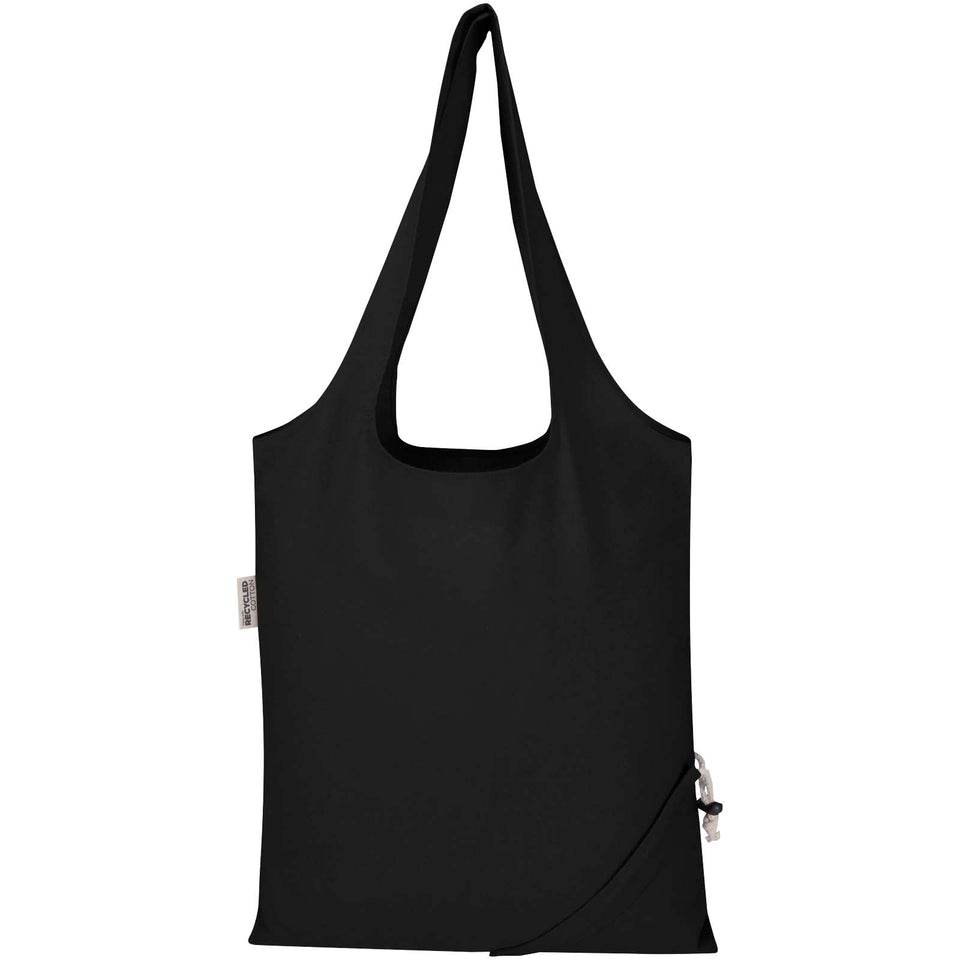 Borsa tote pieghevole in misto cotone riciclato certificato GRS da 140 g/m² Madras Blend- 7L personalizzato con logo - Pubblienne