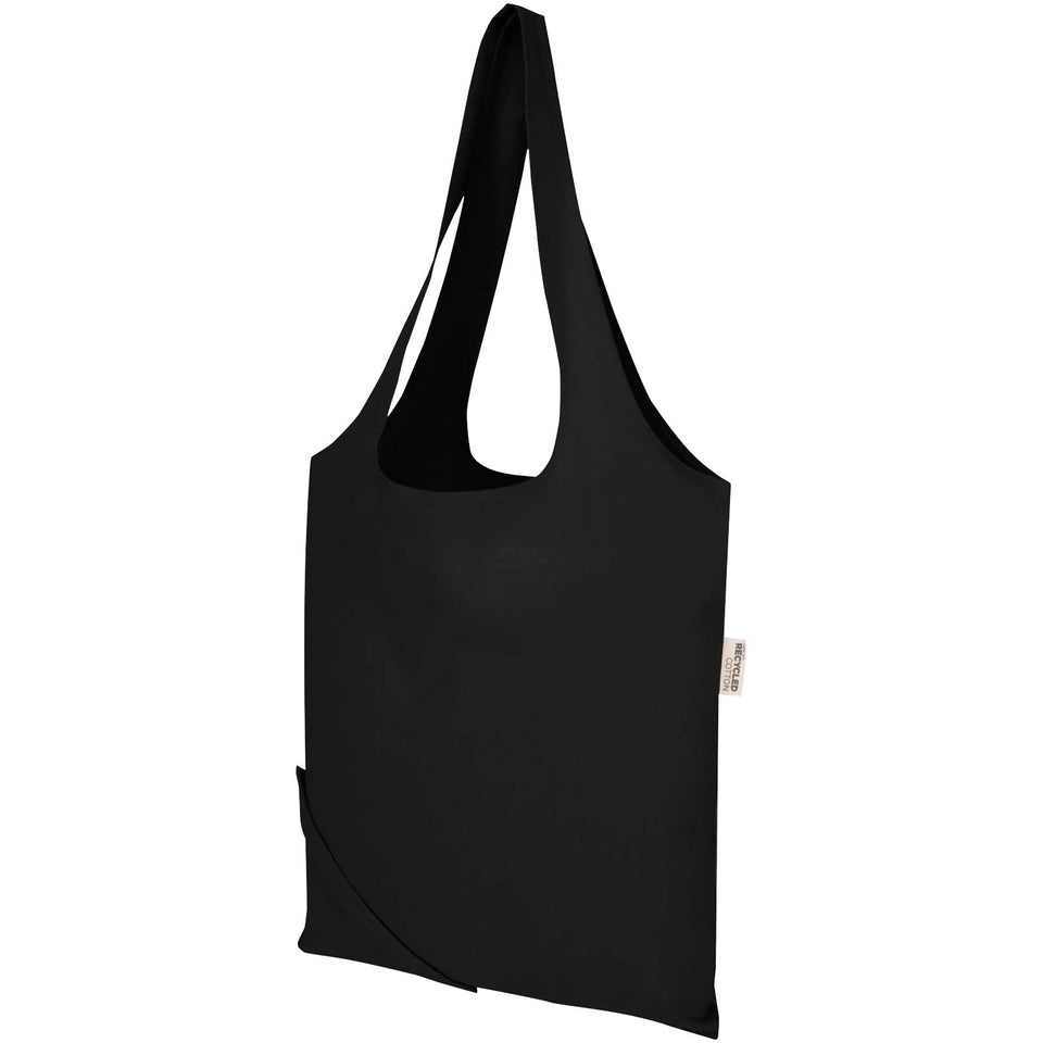 Borsa tote pieghevole in misto cotone riciclato certificato GRS da 140 g/m² Madras Blend- 7L personalizzato con logo - Pubblienne