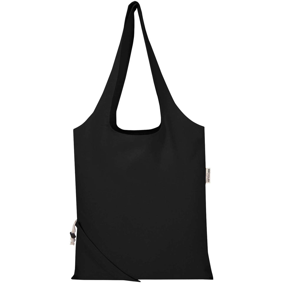 Borsa tote pieghevole in misto cotone riciclato certificato GRS da 140 g/m² Madras Blend- 7L personalizzato con logo - Pubblienne