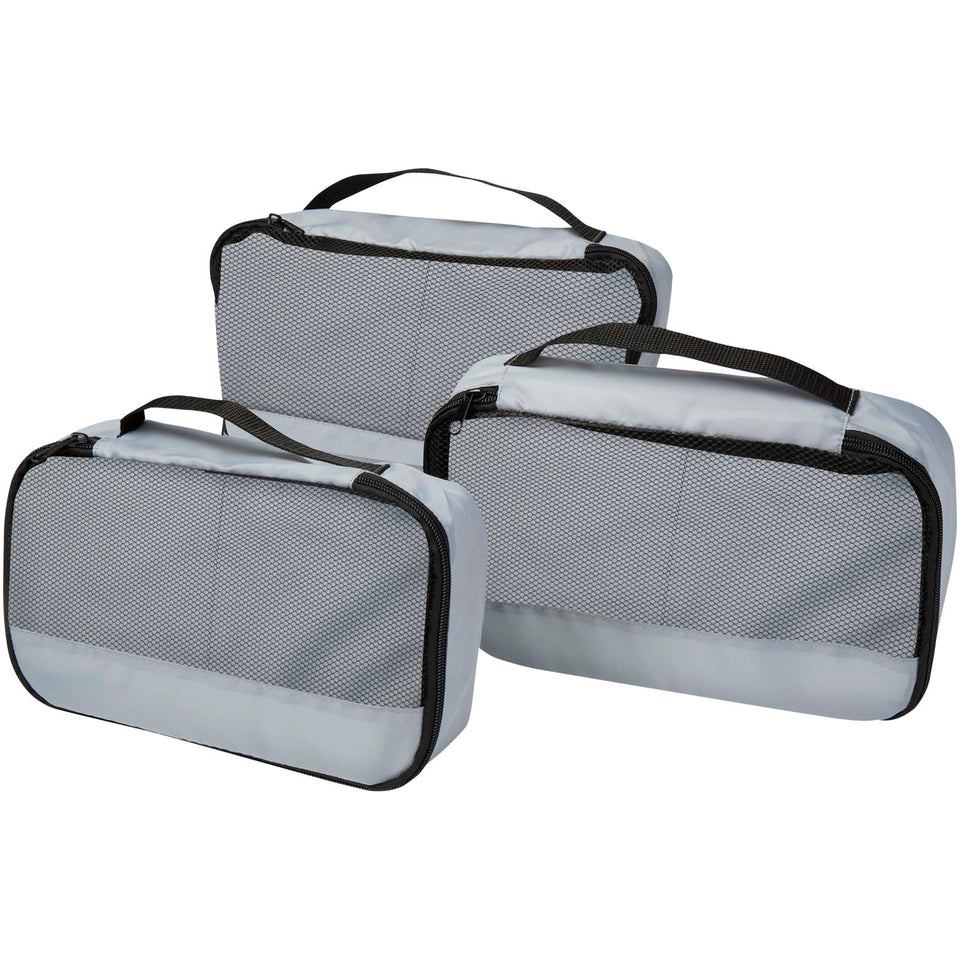 Sacchetti da viaggio in materiale riciclato GRS Jet - set da 3 personalizzato con logo - Pubblienne