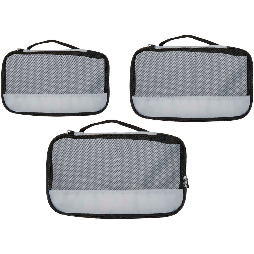 Sacchetti da viaggio in materiale riciclato GRS Jet - set da 3 personalizzato con logo - Pubblienne