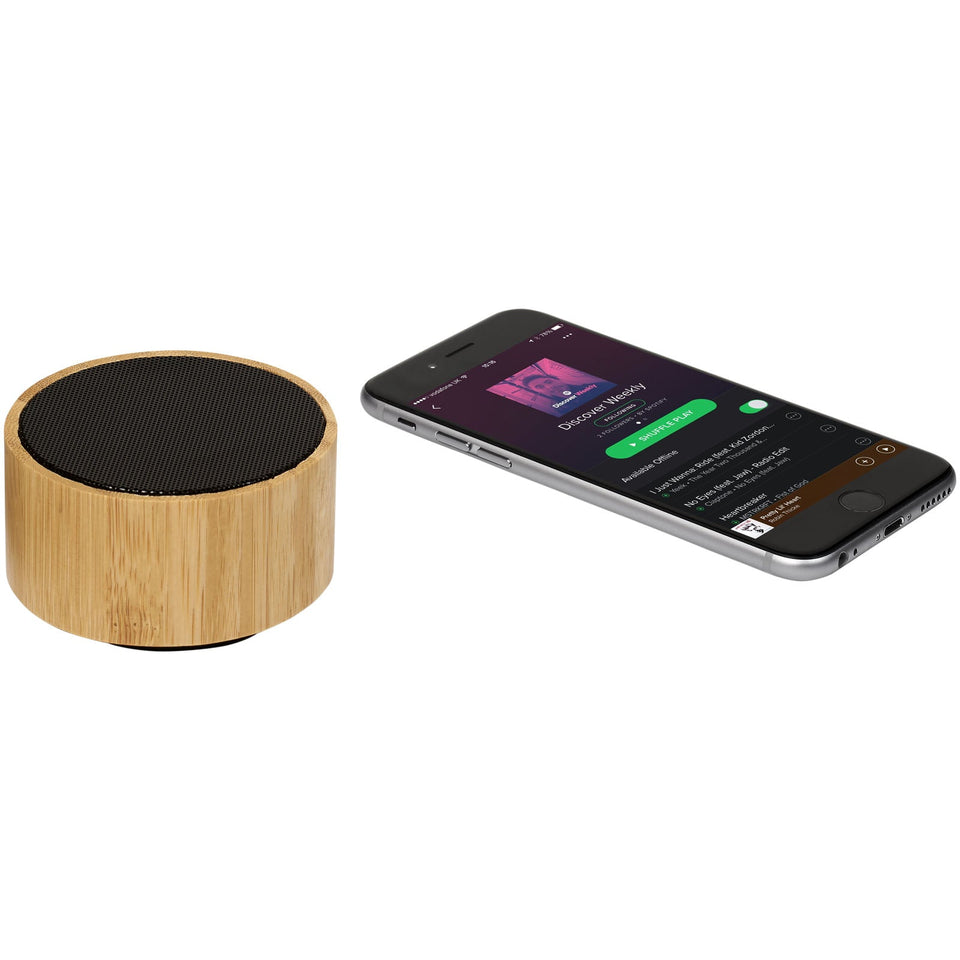 Altoparlante Bluetooth® in bambù Cosmos personalizzato con logo - Pubblienne