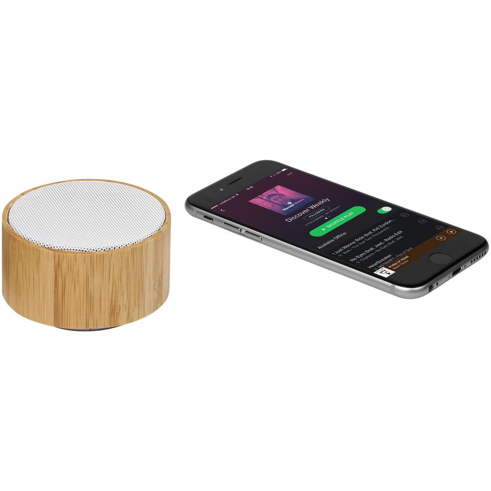 Altoparlante Bluetooth® in bambù Cosmos personalizzato con logo - Pubblienne