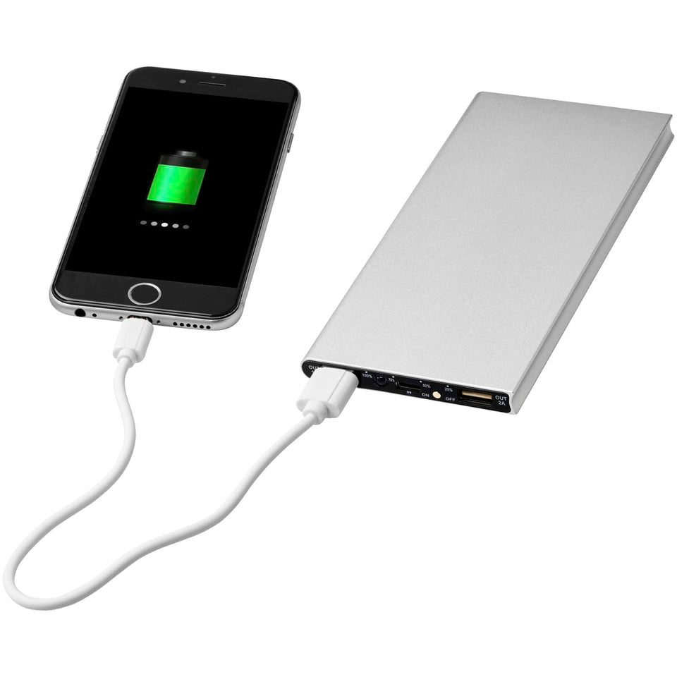 Power bank in alluminio da 8000 mAh Plate personalizzato con logo - Pubblienne