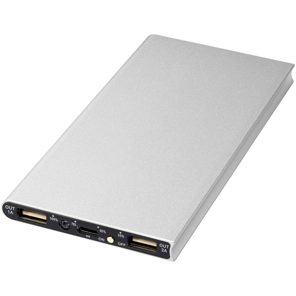 Power bank in alluminio da 8000 mAh Plate personalizzato con logo - Pubblienne